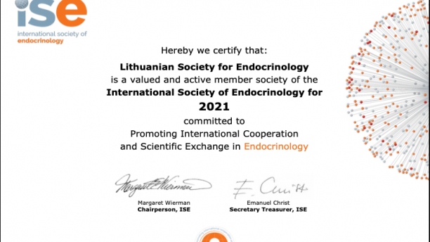 Draugija pratęsė narystę ISE (European Society of Endocrinology)