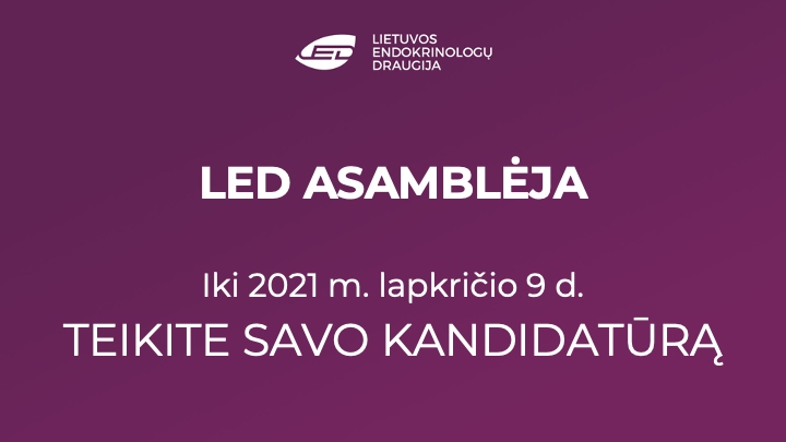 Lietuvos endokrinologų draugijos Asamblėja vyks 2021 m. lapkričio 19 d., Kaune